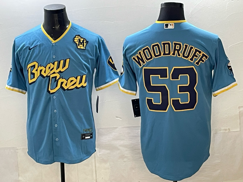 Men 2025 Milwaukee Brewers #53 Woodruff blue Game Nike MLB Jersey20260010